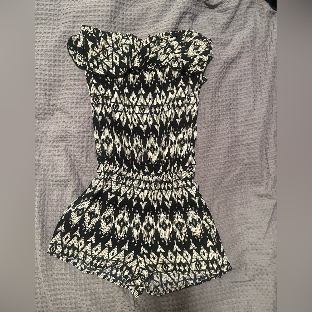 Black and White Patterned Romper